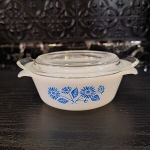 Vintage Fire King Mini Casserole Blue Cornflower With Lid, MCM, Retro Kitchen